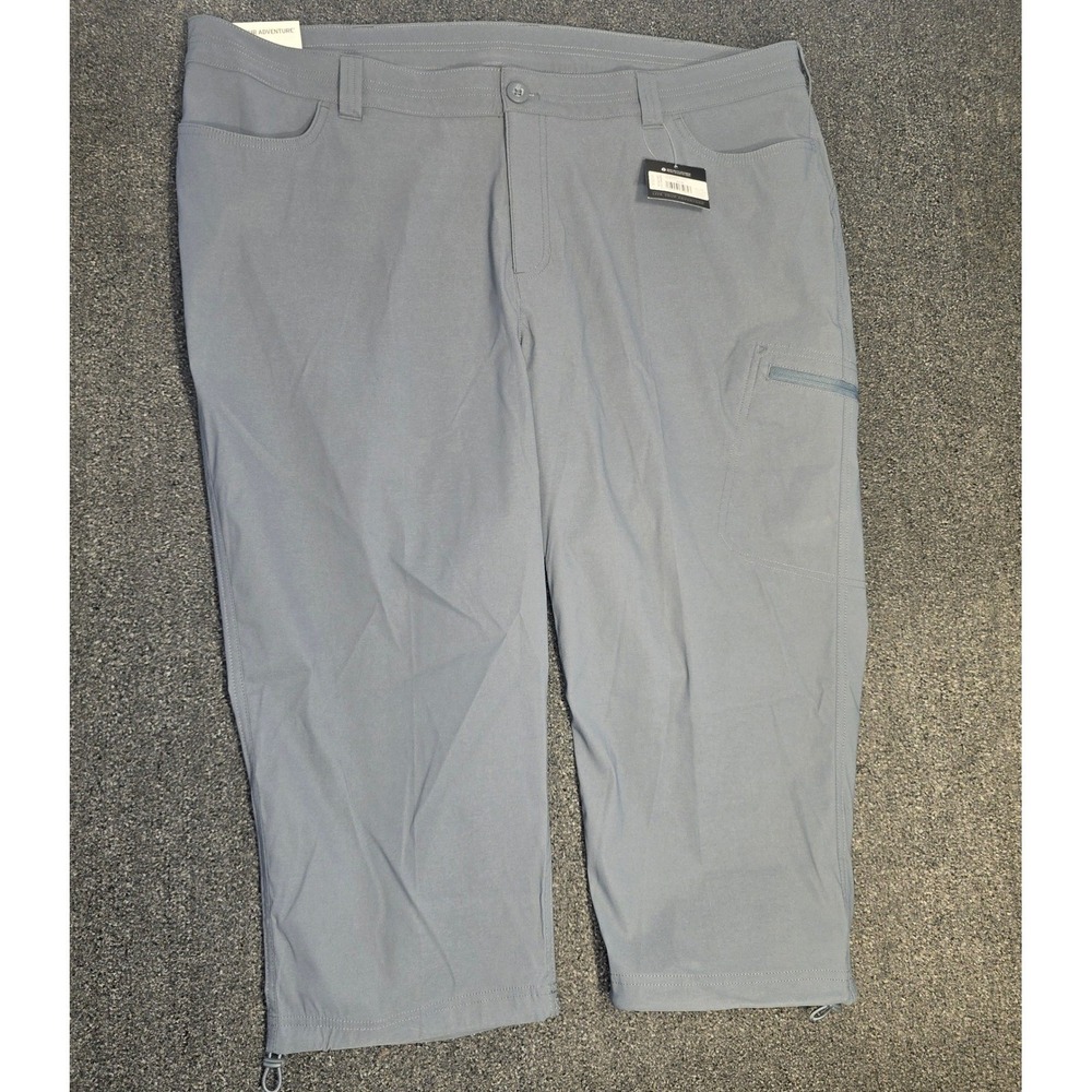 NWT Eddie Bauer Rainier Capri Cargo Pants Womens 22 Grey Stretch Travel Hiking